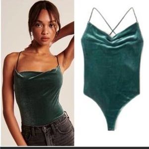 NWT Abercrombie and fitch green velvet bodysuit